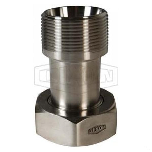 Sanitary Adapter, 3 in Nominal, Plain Bevel Seat x MNPT with Hex Nut End Style, 304 SS, Domestic